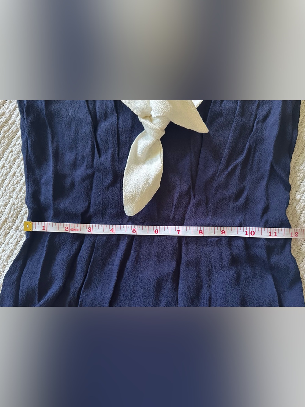 Reformation Navy Mini Dress with Cream V‑Neck Tie - Picture 3 of 6